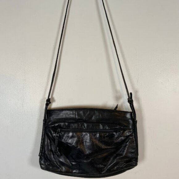 Minimalist Women's Black Genuine Leather Crossbody Bag Small - Picture 4 of 8